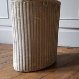 Coffre à linge en osier laqué blanc