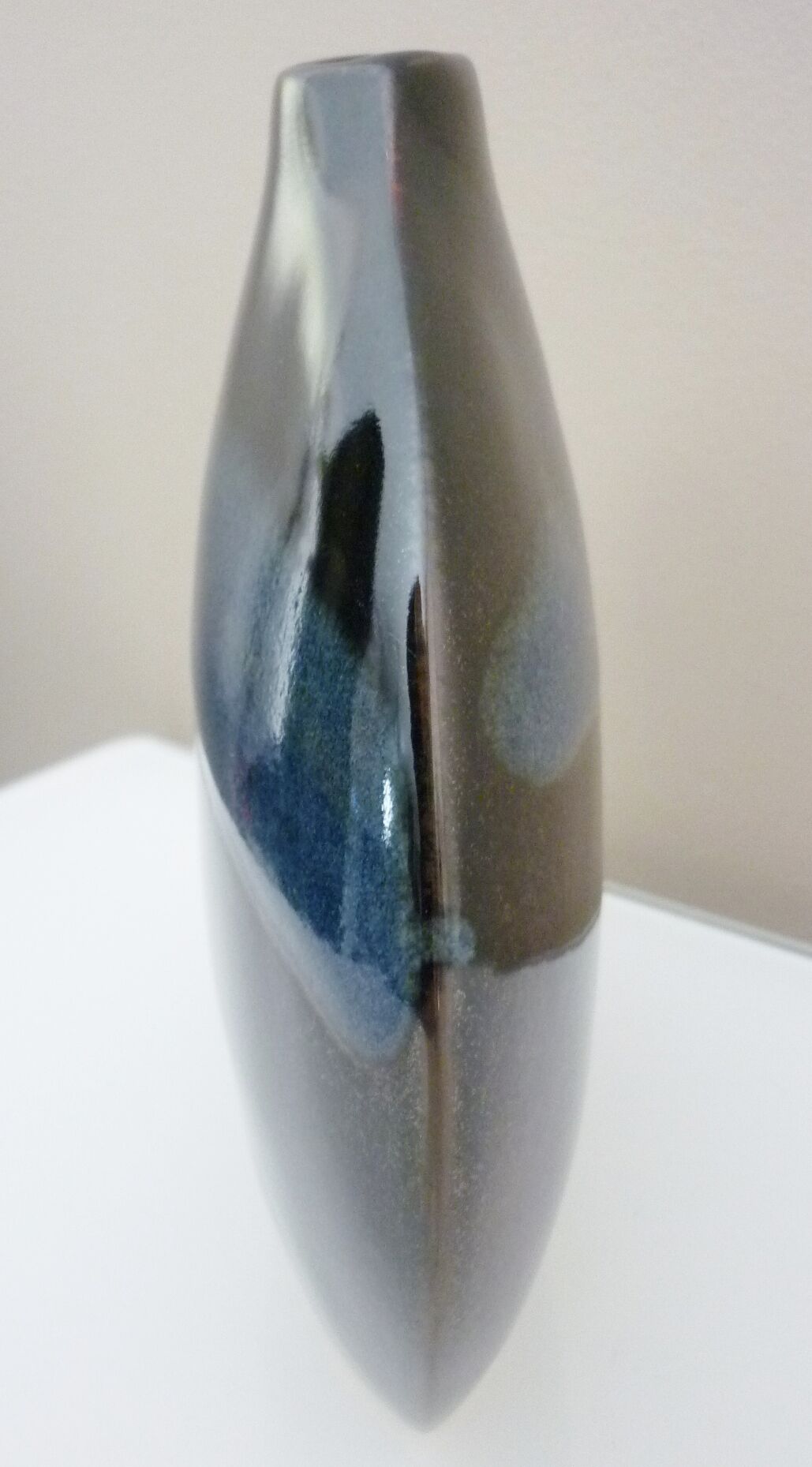 Enamelled ceramic design lens vase, 70s, Benoit Montreau Pour Virebent