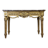 Louis XVI Console in Gilded Wood, Grey Ardennes Marble, 18th Century