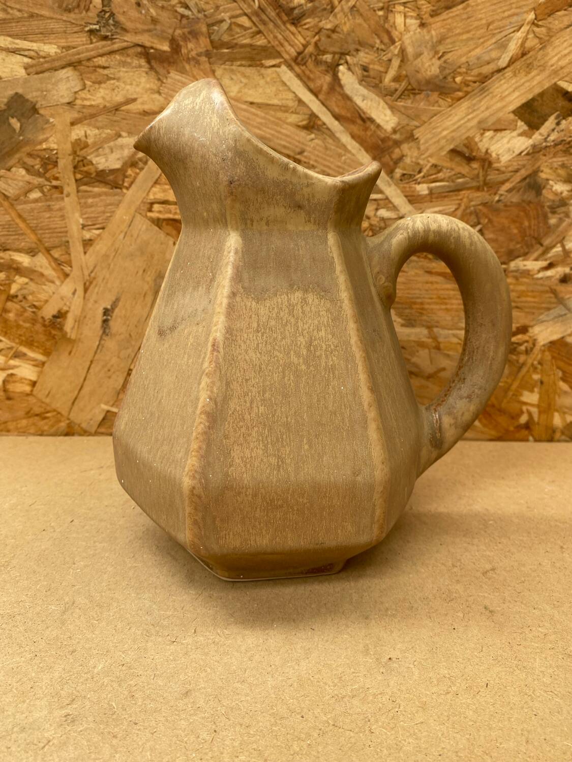 Antique Art Deco Pitcher Flamed Stoneware From Morvan Beige Vintage Service