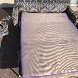 3-seater sofa + 2 vintage armchairs in multicoloured fabric retro design