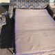 3-seater sofa + 2 vintage armchairs in multicoloured fabric retro design