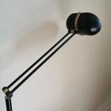 Lampadaire en aluminium noir et doré années 80