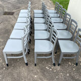 Set of 18 gray bistro chairs