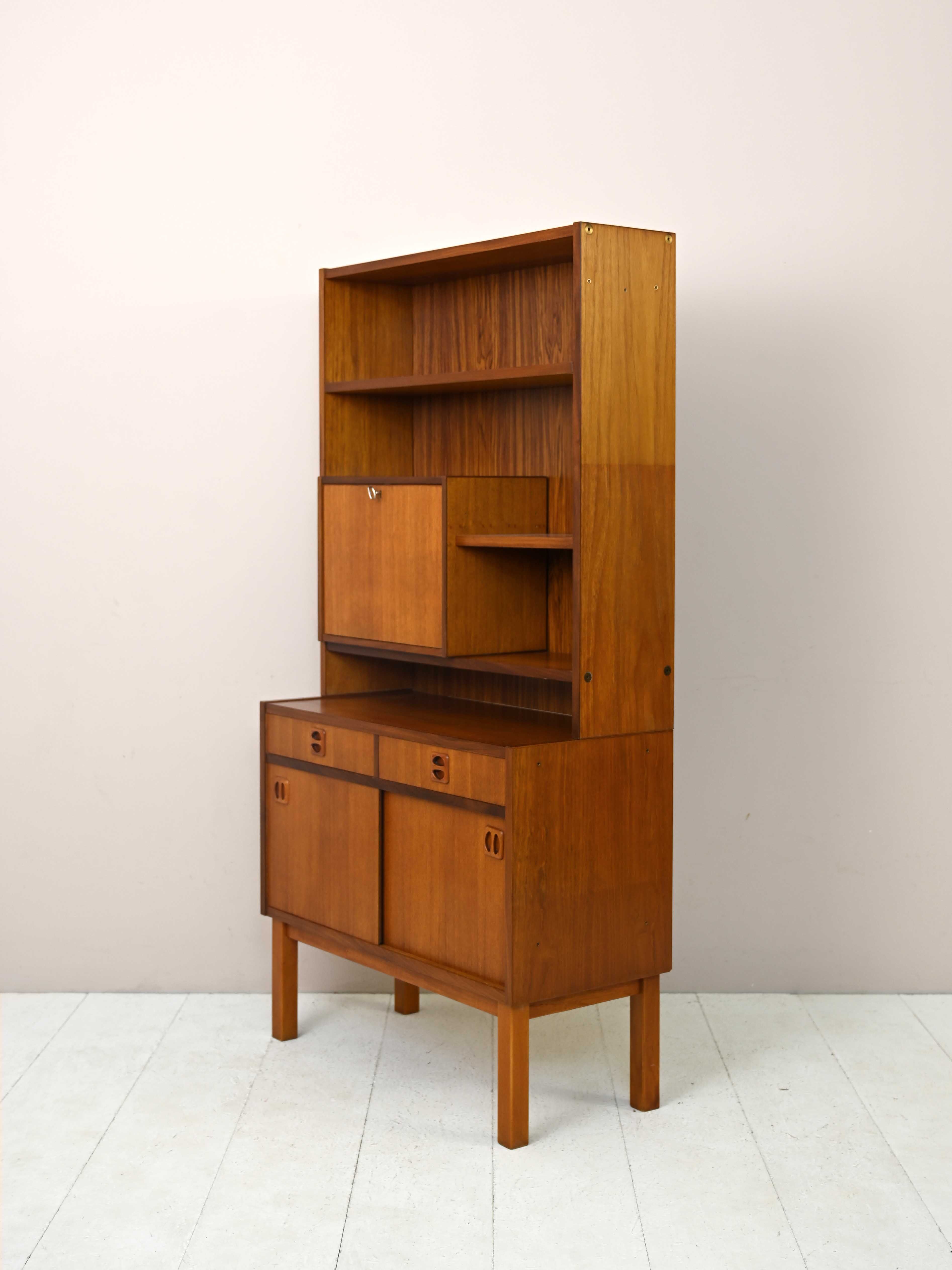 Scandinavian bookcase with bar compartment