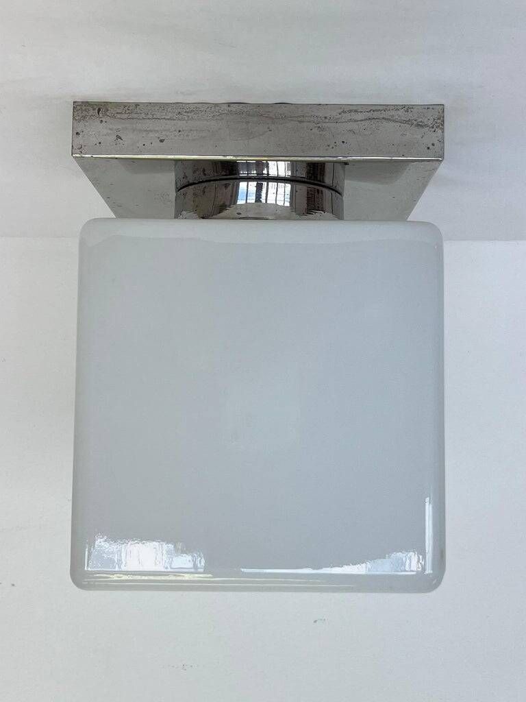 Ceiling lamp / flush mount 'Bauhaus in chrome and glass, 1930s