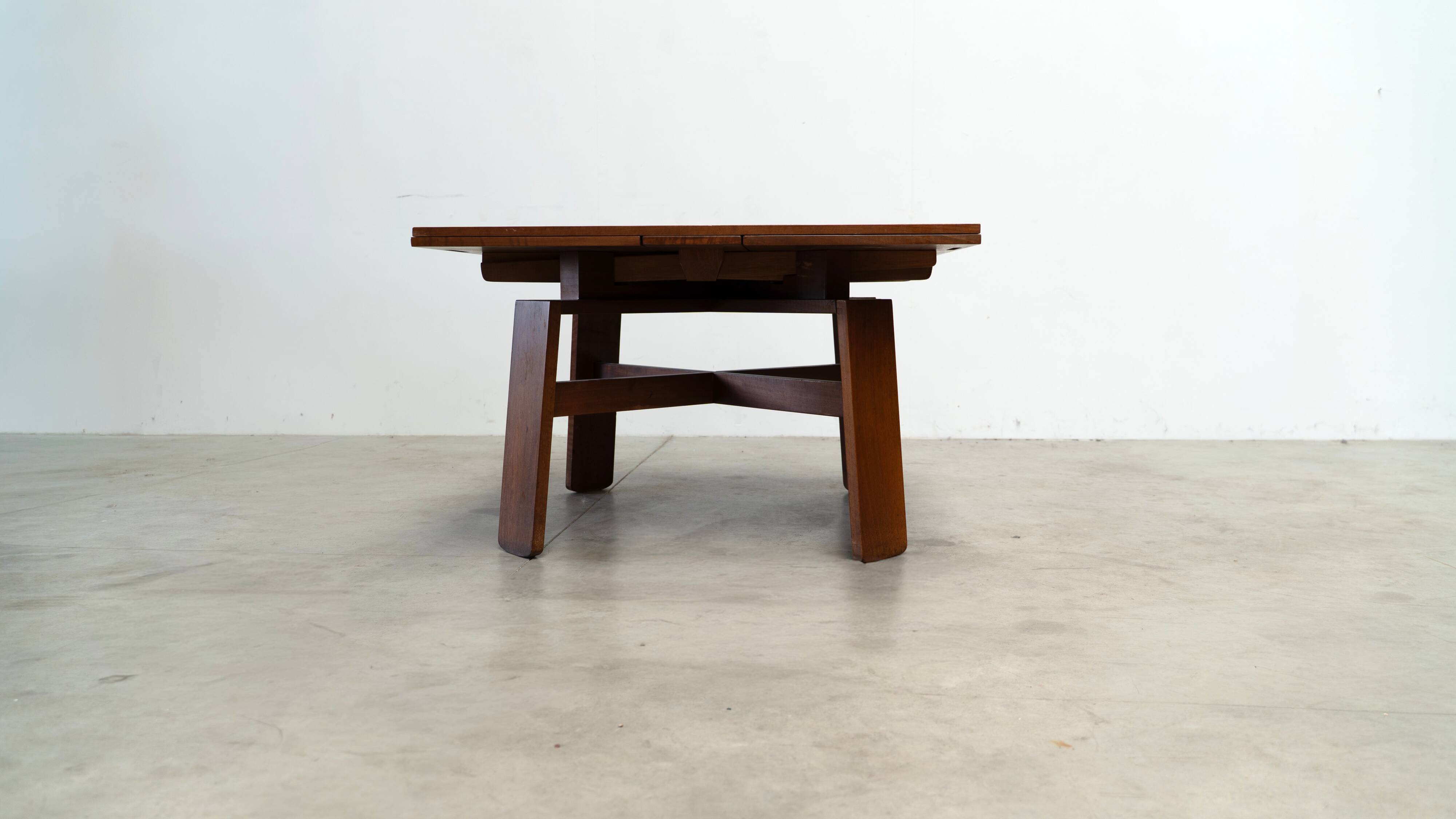Square extendable dining table by Silvio Coppola for Bernini