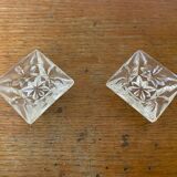 Pair of Antique Cut Arques Crystal Salt Cellars, Salt and Pepper Shakers, Vintage
