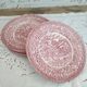Set of 6 dessert plates in English porcelain red country décor