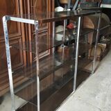 Large shelf chrome and smoked glass 1970