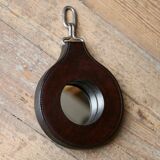 Lancel mirror, leather and wood, France 1960s