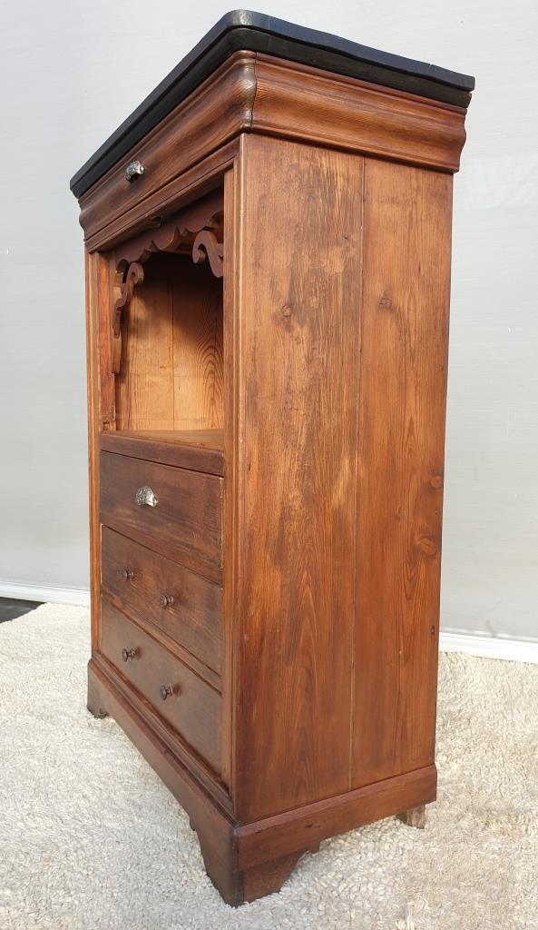 High chest of drawers furniture XIXth with niche