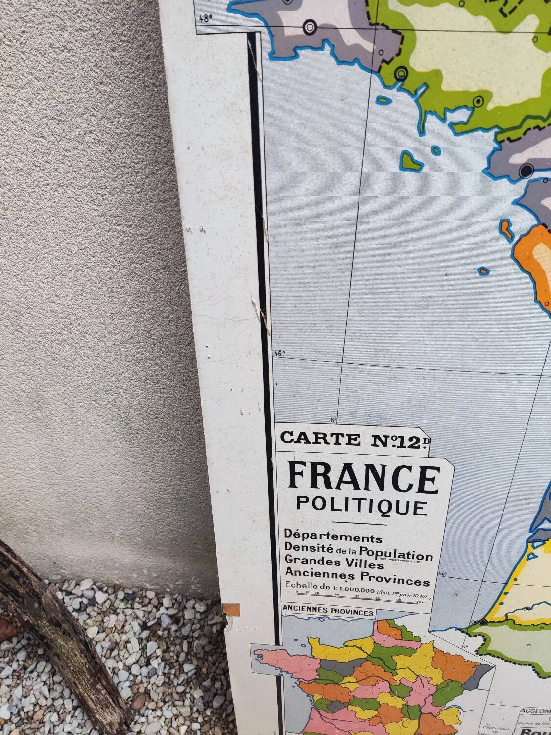 Vintage political map of France