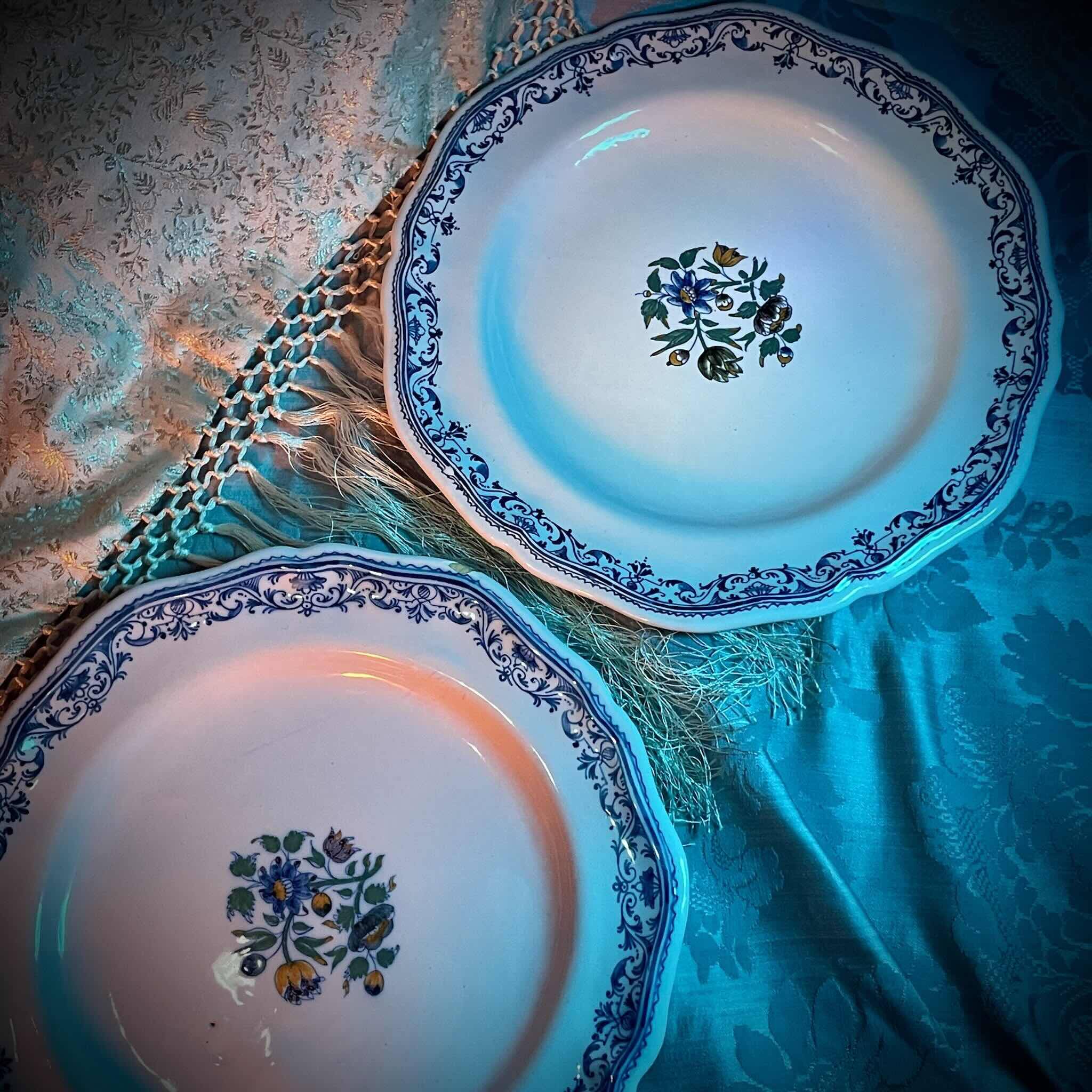 2 Moustiers Earthenware Plates | 18th Century | Colorful Floral Decor