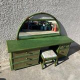 Rattan and green wicker dressing table