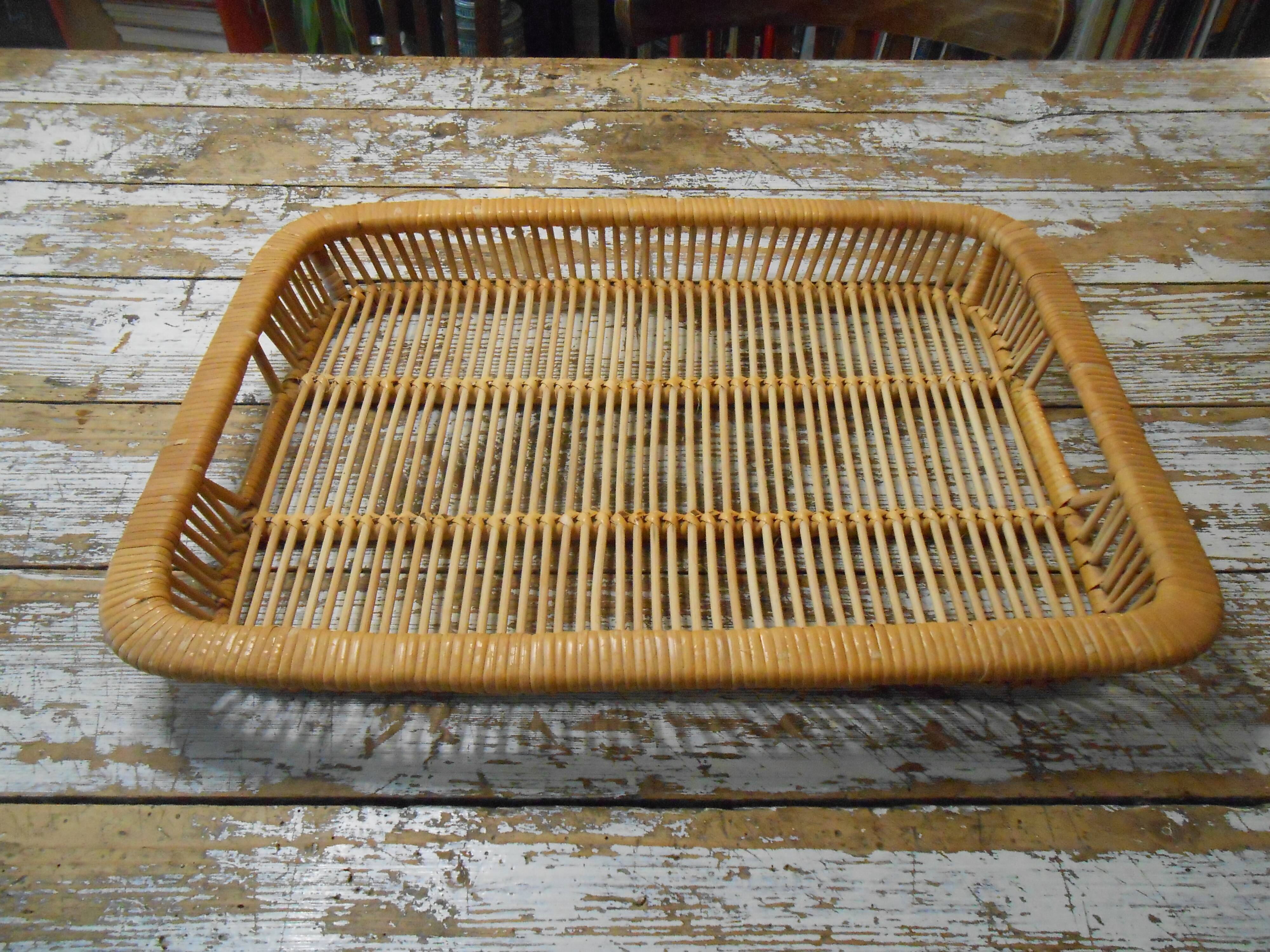 Vintage rattan tray