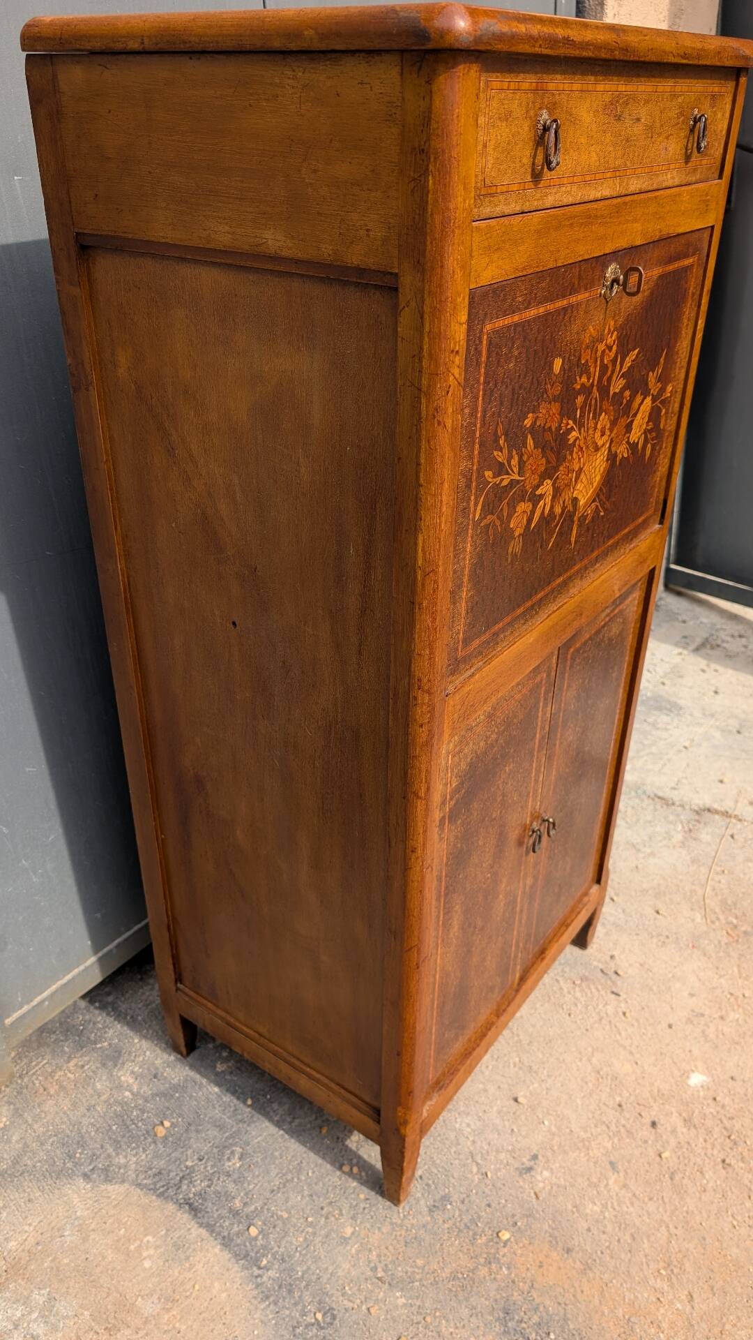 Antique marquetry secretary in Louis XVI style – late 19th / early 20th century