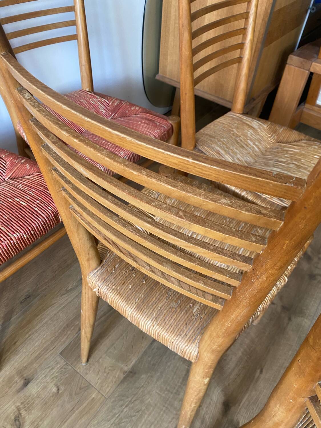 6 chaises paillées Genevieve Pons