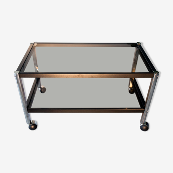 Erard coffee table, metal and smoked glass 1980