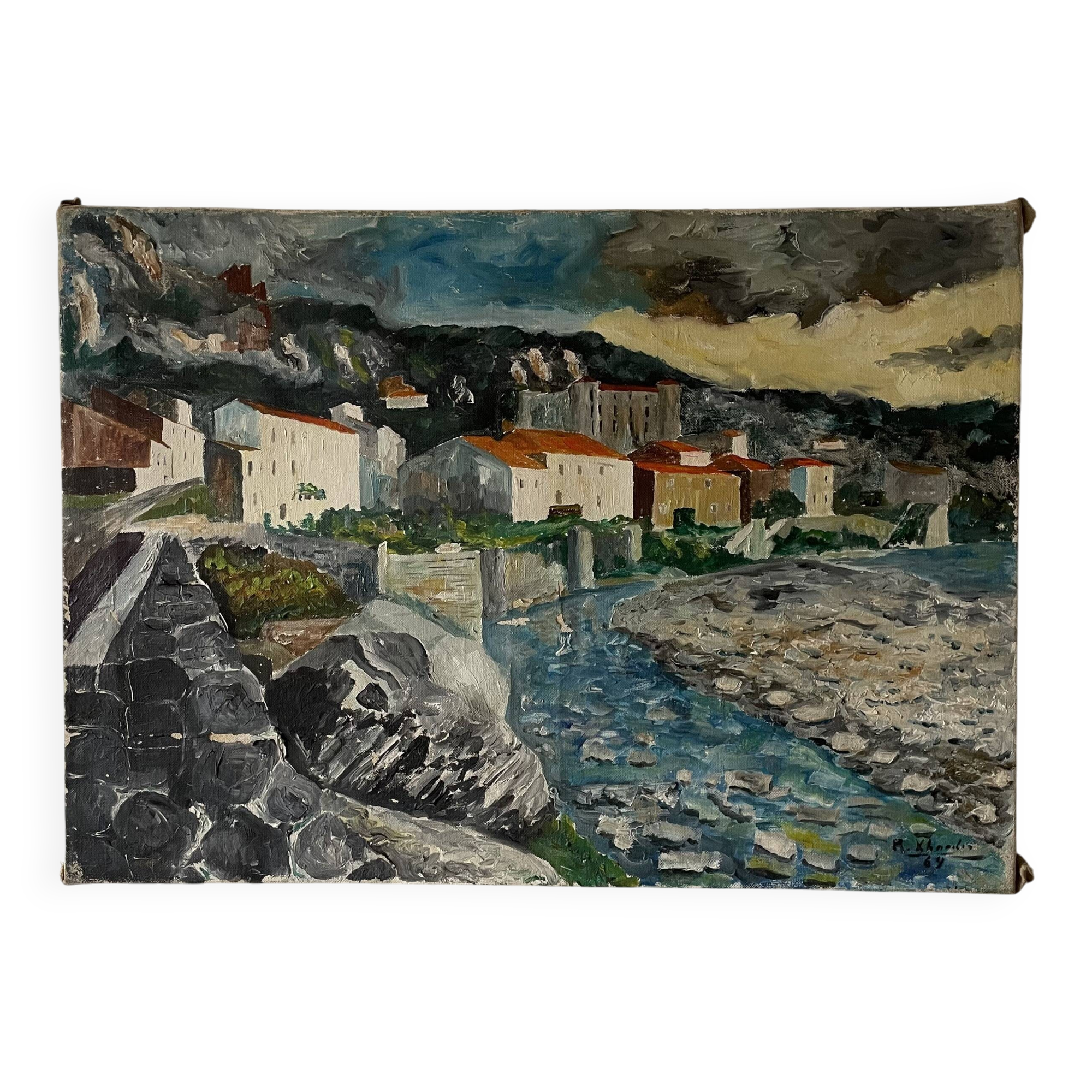 Oil on canvas "View of Corsica" signed and dated 64.