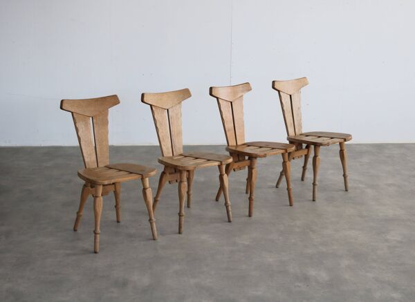 Chaises de salle à manger brutalistes   Chaises   Années 1960   Lot de 4