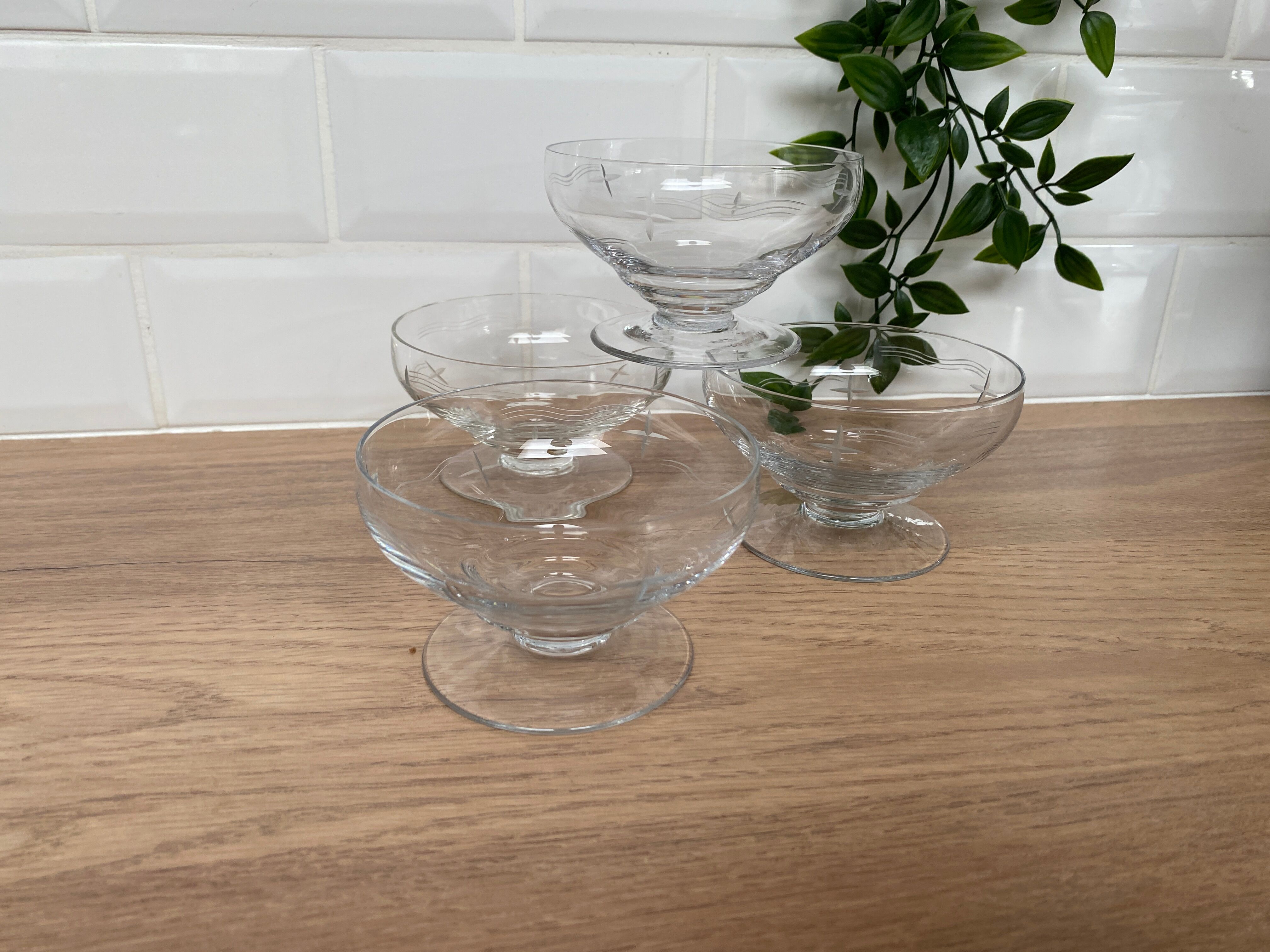 Set of 4 cut glass cups