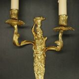 Pair of large Louis XV style 19th century caryatid wall lights - bronze