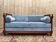 Louis XVI style sofa bed – Mahogany-stained beech & blue velvet