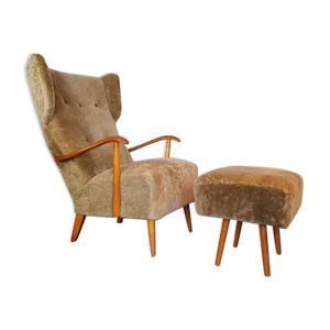 Fauteuil Wing norvégien en peau
