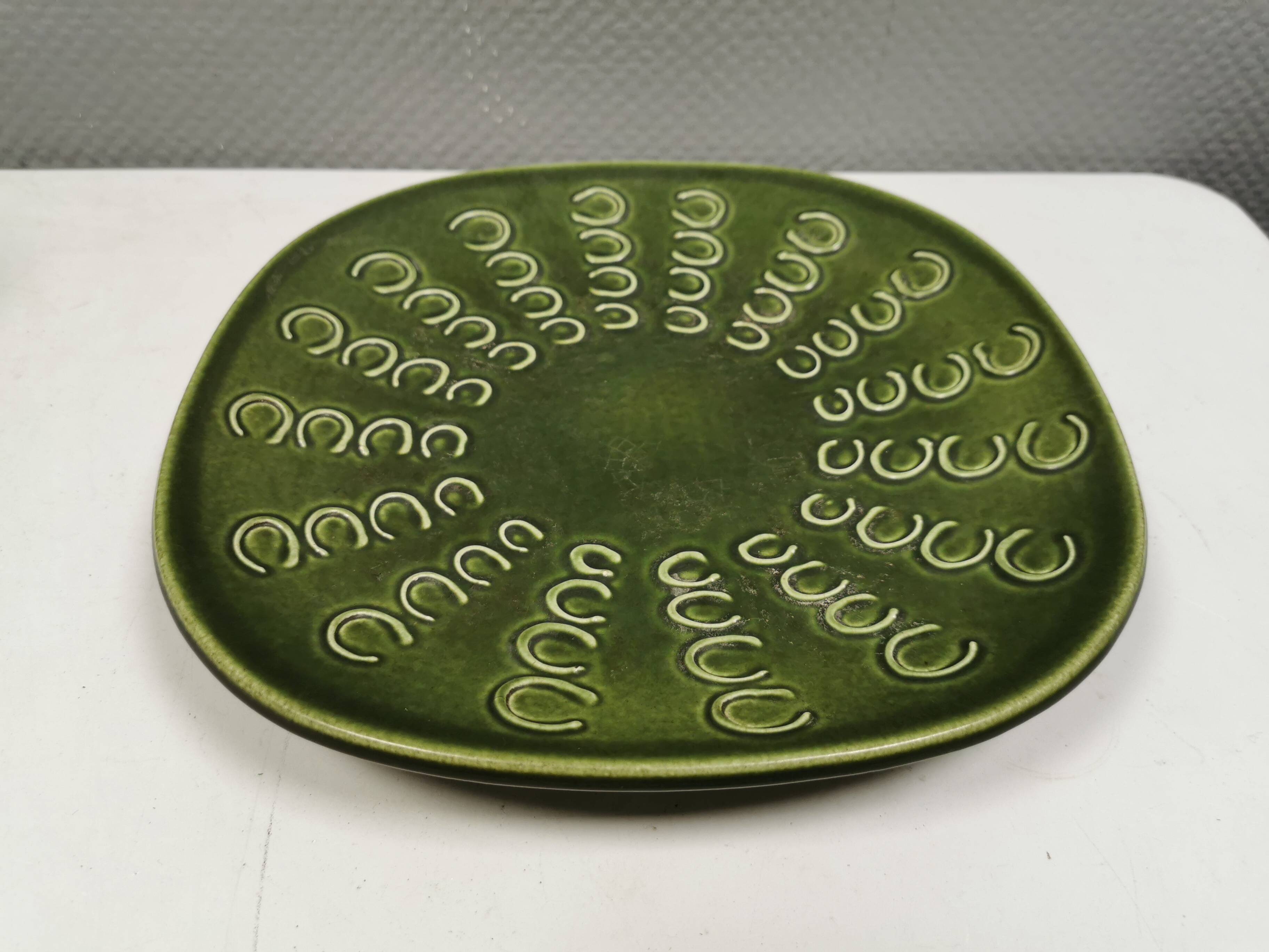 Beautiful large green dish from Danish Knabstrup 1950s