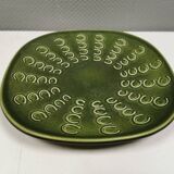 Plat danois en céramique verte par Knabstrup, années 1950