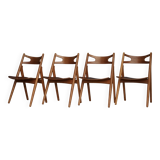 Chaises CH29 Sawbuck par Hans Wegner pour Carl Hansen & Son. Lot de 4