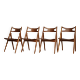 Chaises CH29 Sawbuck par Hans Wegner pour Carl Hansen & Son. Lot de 4