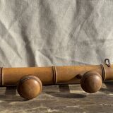 Large vintage wooden coat rack with 6 bamboo effect hooks L79
