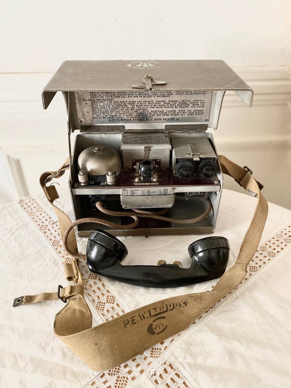 Vintage Canadian military field telephone 1943