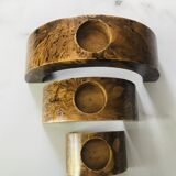 Triptych candle holders arcs wood