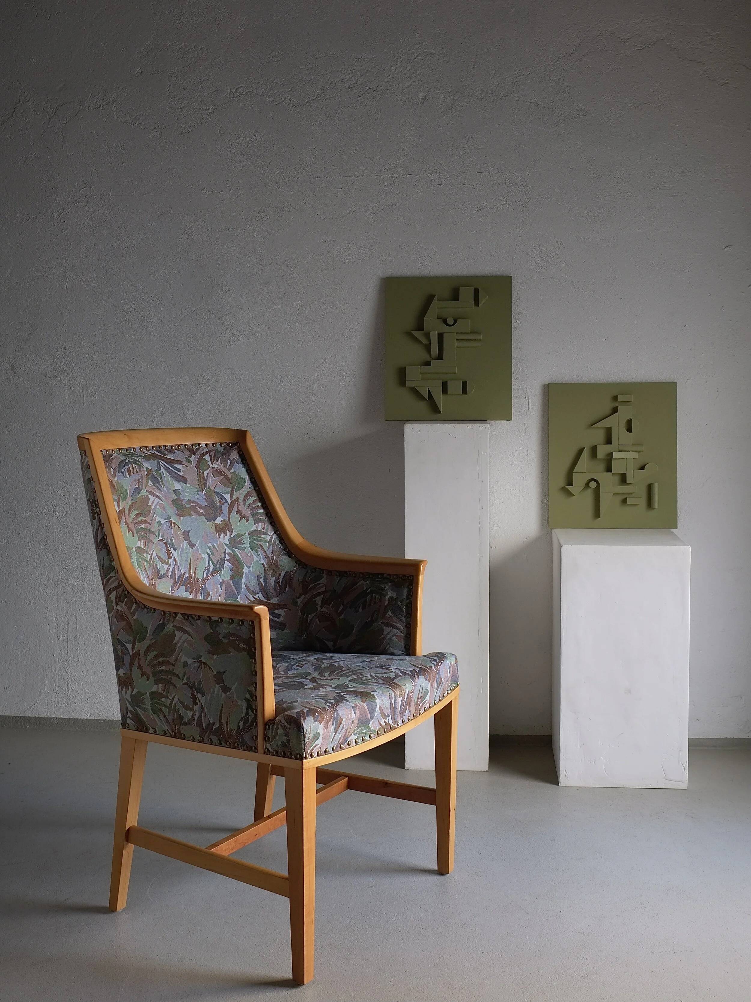 Swedish Grace floral birch wood armchair