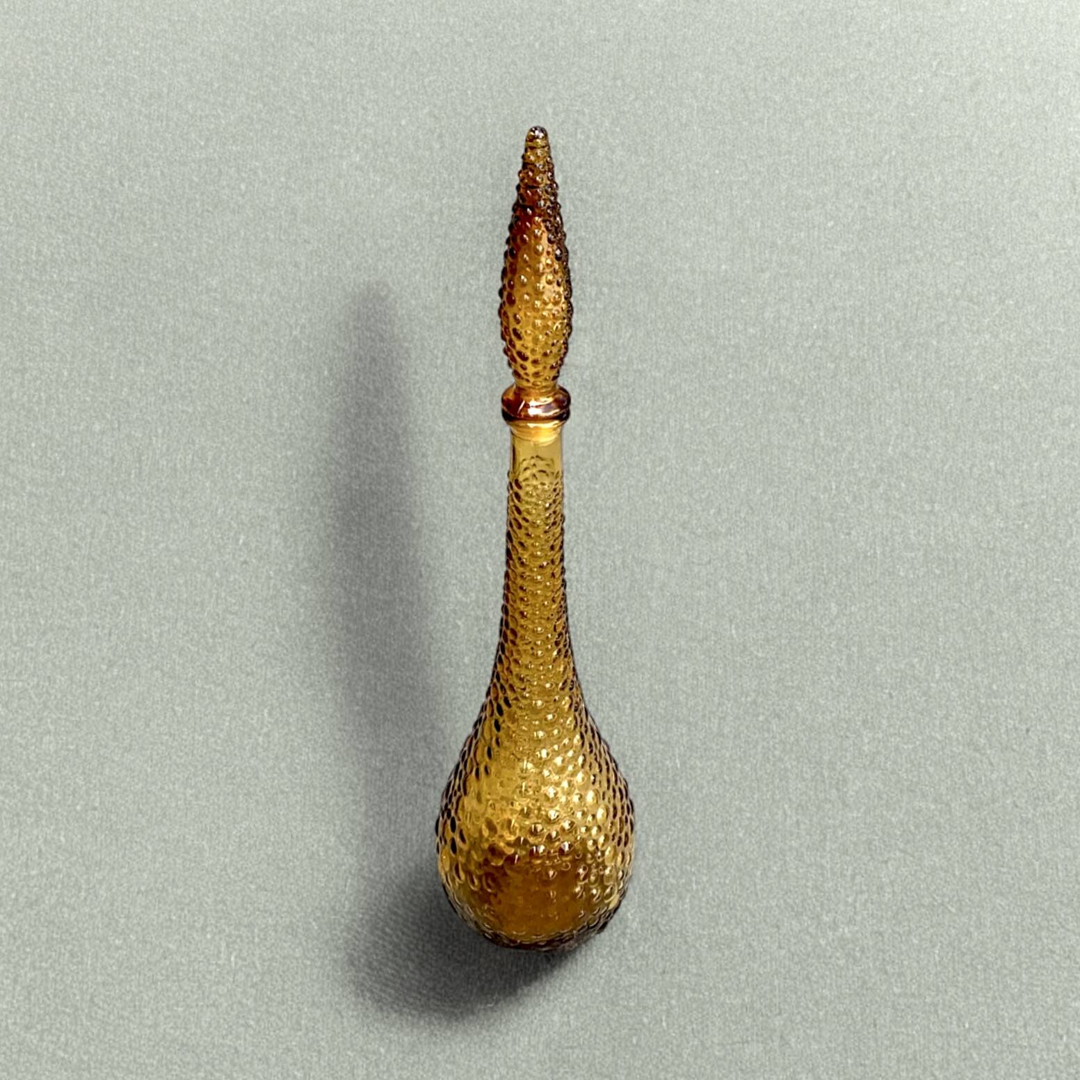 Genie bottle in amber yellow Empoli glass