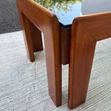 Afra and Tobia Scarpa wood and smoked glass coffee table