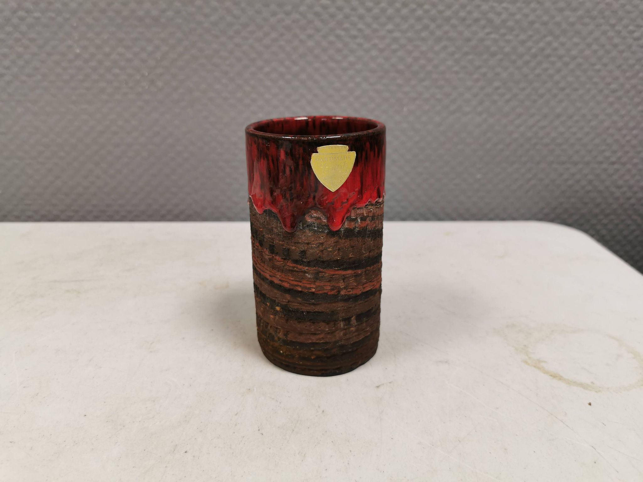 Vase with run-glaze, Denmark, 1970s. Made by Ernst Faxe