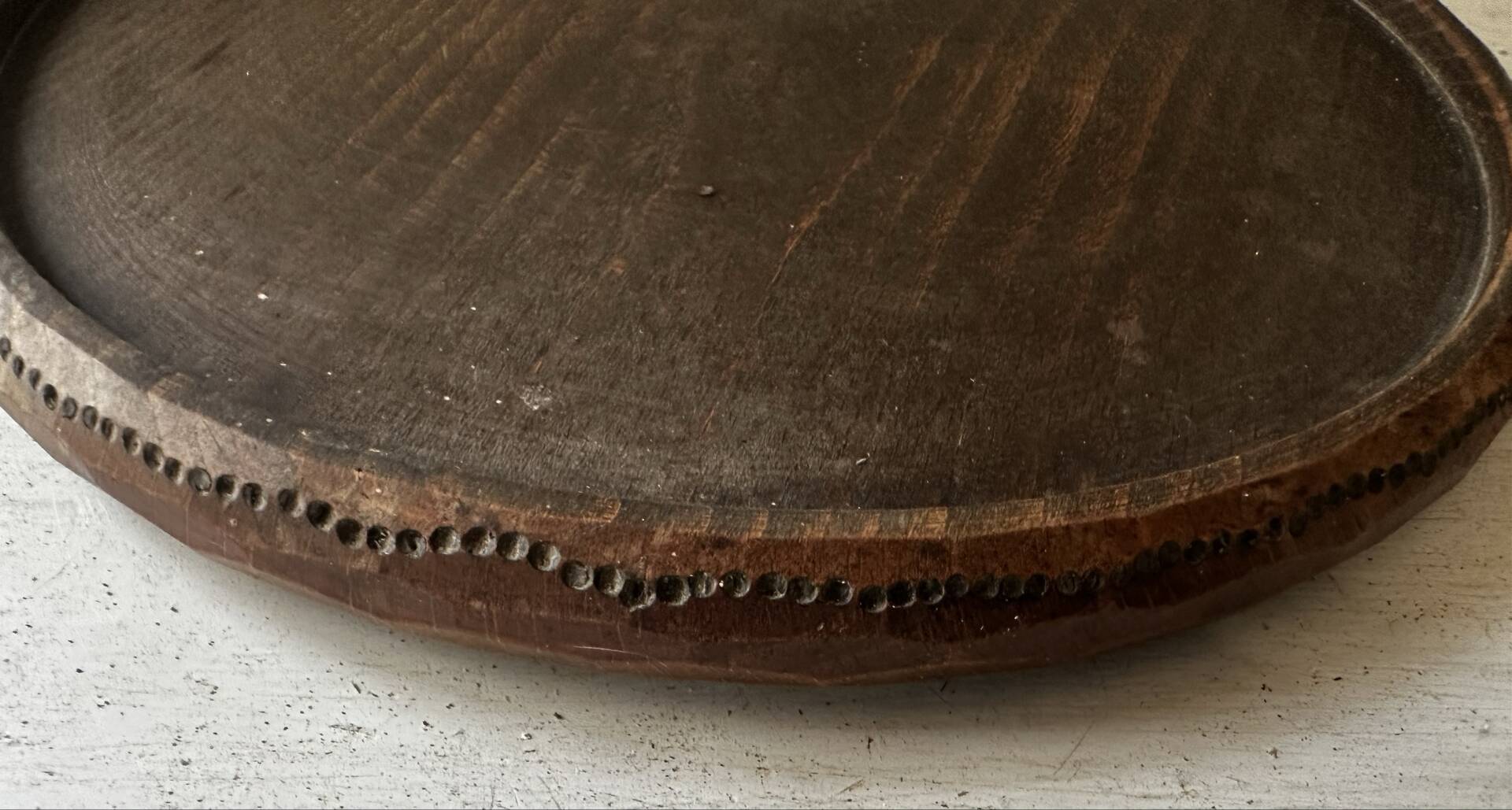 Mid-Century wooden platter or trivet - D 24 cm
