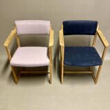 Duo of "Scandinavian Design" armchairs 1960.