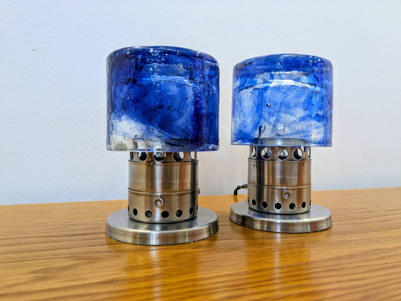 Pair of lamps by Carlo Nason for Mazzega, Murano, Italy, 1970s