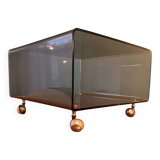Small table, deserted on caster end table Plexiglas Michel Dumas