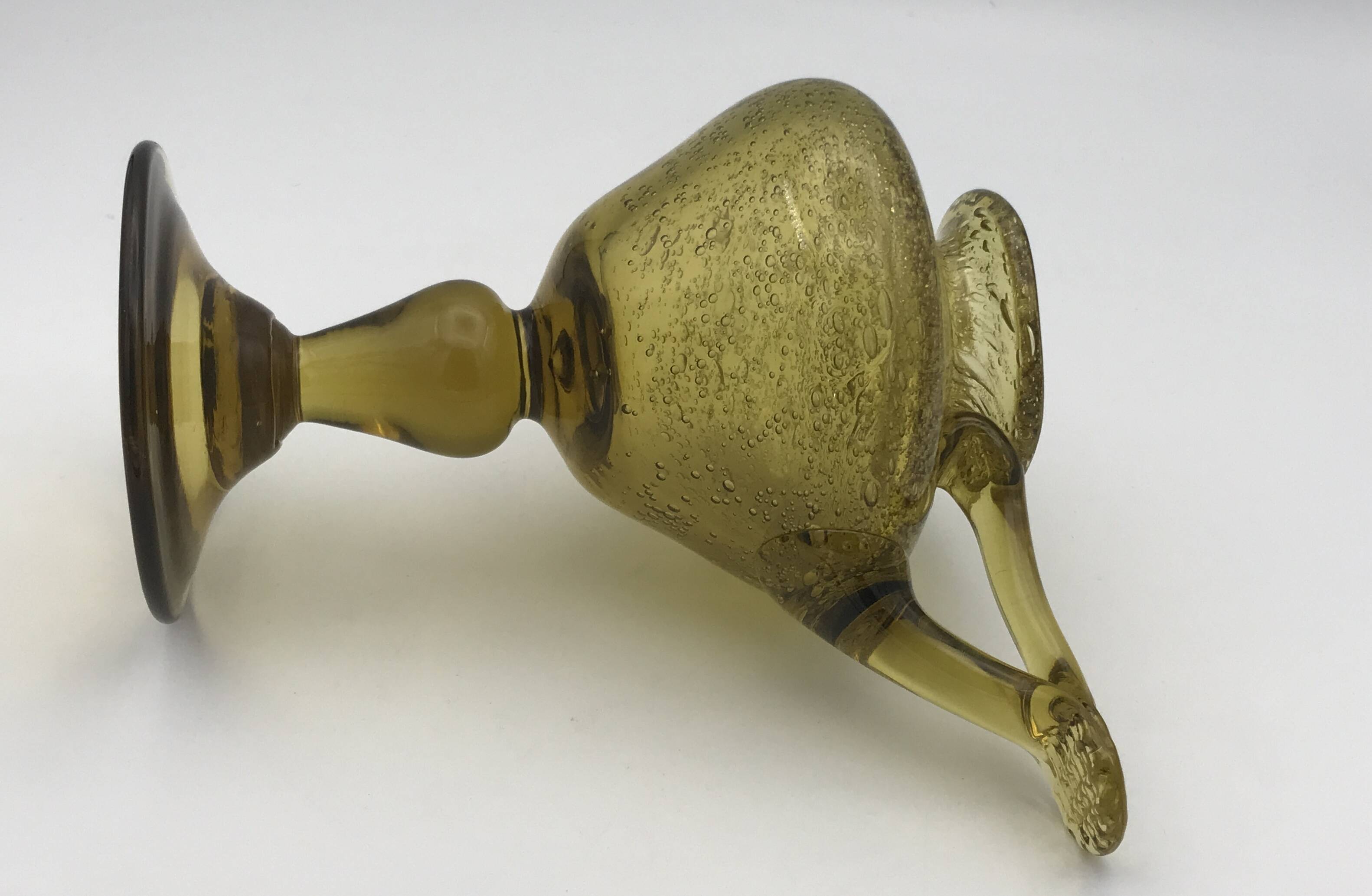 Yellow bubble hand blown glass oil lamp biot glassworks