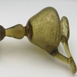 Lampe à huile en verre soufflé main bullé jaune verrerie biot