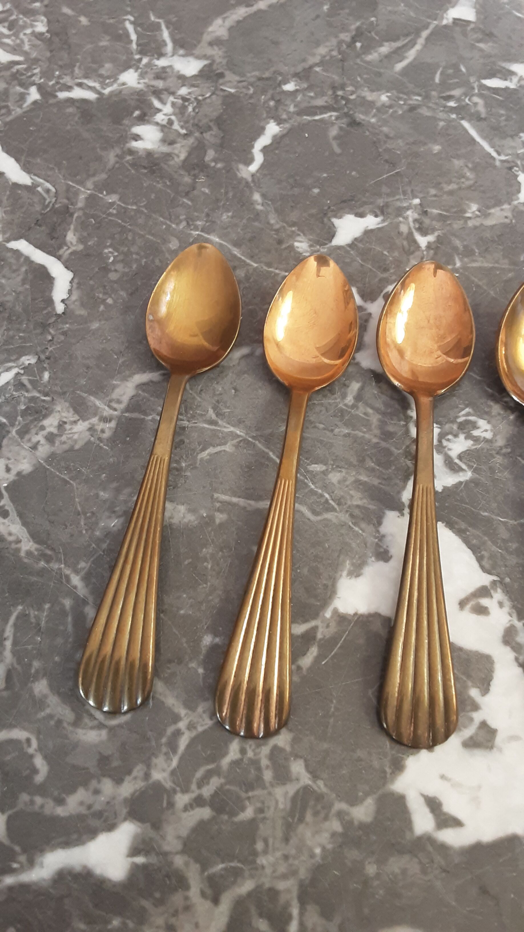 Set of 6 spoons for brass dessert - vintage