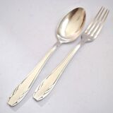 Vintage gulden cutlery in silver metal - fork + modernist spoon 1940/1950