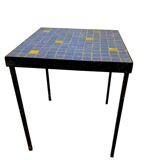 Table d'appoint vintage en mosaïque bleue / table à plantes
