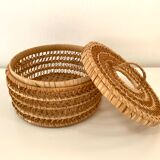 Vintage basket box in woven rattan